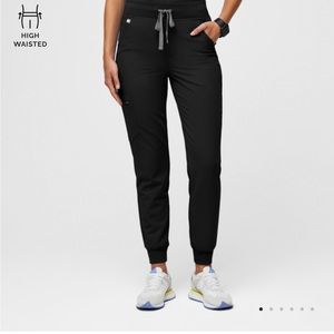 Figs High Waisted Zamora Jogger Scrub Pants Black Medium Petite
